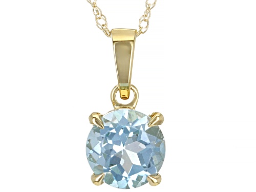 0.80ct Round Glacier Topaz™ 10k Yellow Gold Pendant With Chain