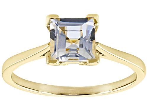 1.19ct Square White Topaz 10k Yellow Gold Solitaire Ring - Size 9