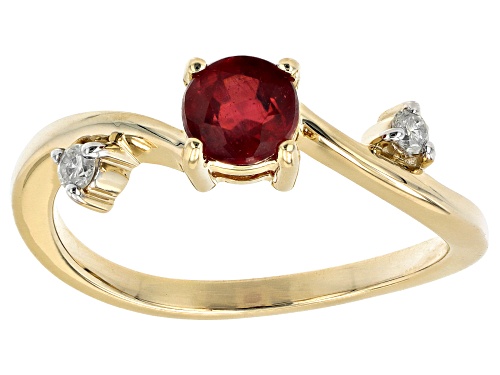 0.68ctw Mahaleo® Ruby And 0.06ctw Diamond 10K Yellow Gold Ring - Size 8