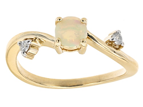 Photo of 0.26ctw Ethiopian Opal And 0.06ctw White Diamond 10K Yellow Gold Ring - Size 9