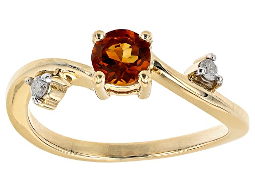 0.43ctw Madeira Citrine And 0.06ctw Diamond 10K Yellow Gold Ring - Size 7