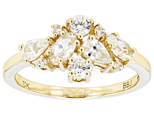 1.37ctw White Zircon 10k Yellow Gold April Birthstone Band Ring - Size 6