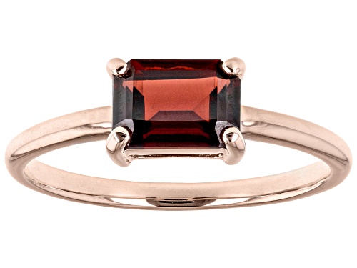 Photo of 1.02ct Rectangular Octagonal Vermelho Garnet™ 10k Rose Gold January Birthstone Ring - Size 8