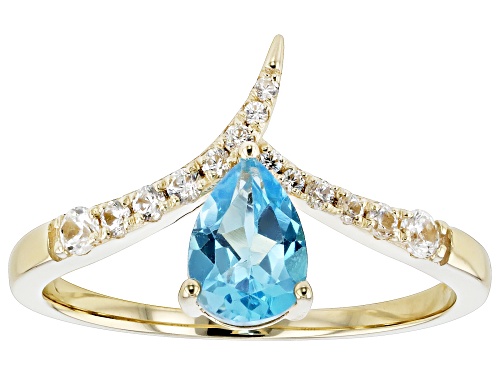 0.72ct Swiss Blue Topaz With 0.25ctw White Zircon 10k Yellow Gold Ring - Size 7