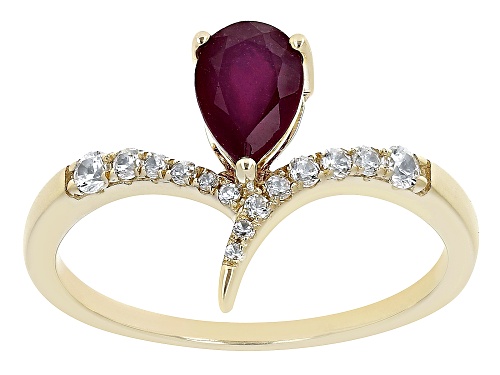 1.04ct Mahaleo® Ruby With 0.25ctw White Zircon 10k Yellow Gold Ring - Size 8