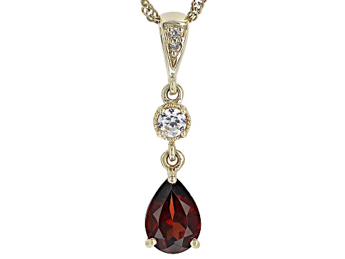 Photo of 0.71ct Vermelho Garnet™ With 0.09ctw White Zircon 10k Yellow Gold Pendant with Chain