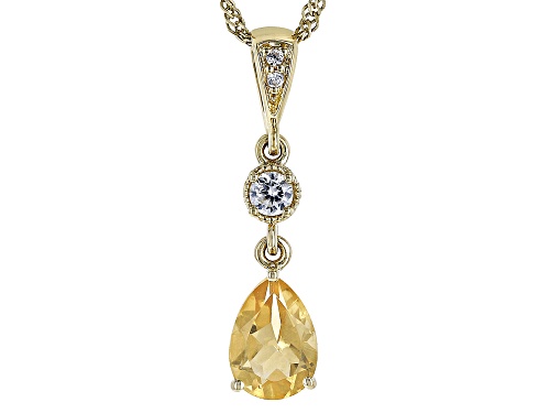 Photo of 0.51ct Golden Citrine With 0.09ctw White Zircon 10k Yellow Gold Pendant With Chain