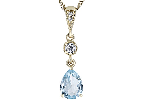 0.68ct Glacier Topaz™ With 0.09ctw White Zircon 10k Yellow Gold Pendant With Chain