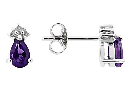 Photo of 0.56ctw Amethyst And 0.04ctw White Diamond Rhodium Over 10k White Gold Stud Earrings