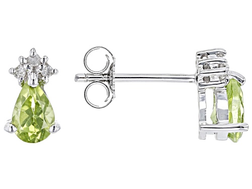 Photo of 0.85ctw Manchurian Peridot™ And 0.04ctw White Diamond Rhodium Over 10k White Gold Stud Earrings