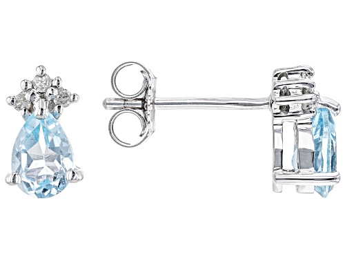 Photo of 0.92ctw Glacier Topaz™ And 0.04ctw White Diamond Rhodium Over 10k White Gold Stud Earrings