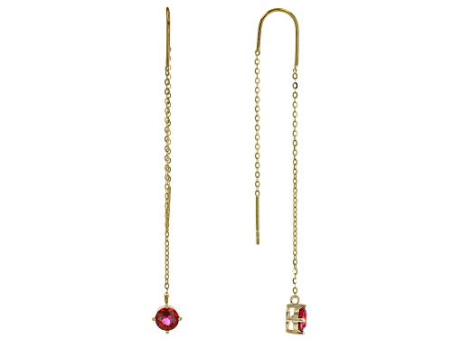 1.24ctw Mahaleo® Ruby 10k Yellow Gold Threader Earrings