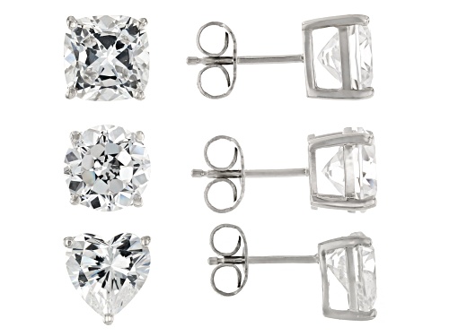 Lisa Mason For Bella Luce® 14.92ctw White Diamond Simulant Platinum Over Silver Perfect Cut Stud Set