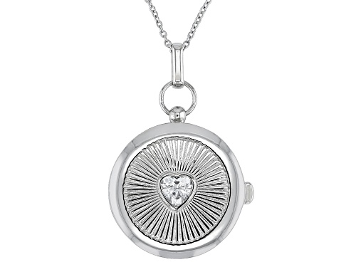 Lisa Mason For Bella Luce® 1.43ctw White Diamond Simulant Platinum Over Silver Heart of Love Pendant