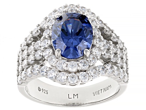 Lisa Mason For Bella Luce® 8.03ctw Tanzanite And White Diamond Simulants Platinum Over Silver Ring - Size 10