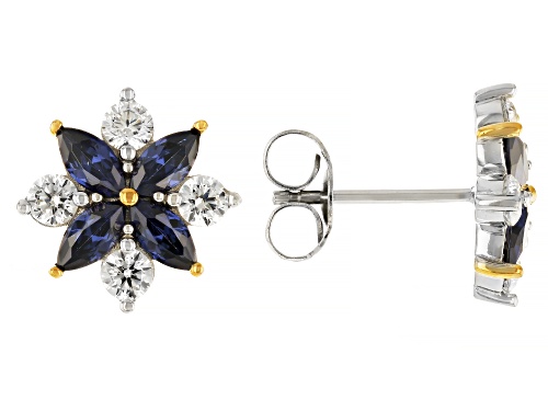 Lisa Mason For Bella Luce® 3.20ctw Tanzanite And Diamond Simulants Platinum Over Silver Earrings