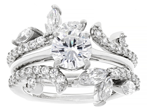Lisa Mason For Bella Luce® 5.79ctw White Diamond Simulant Platinum Over Silver Perfect Cut Ring Set - Size 8