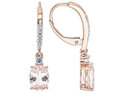 Photo of 1.96ctw Cor-De-Rosa Morganite™, Santa Maria Aquamarine & Diamond Accent 10k Rose Gold Earrings