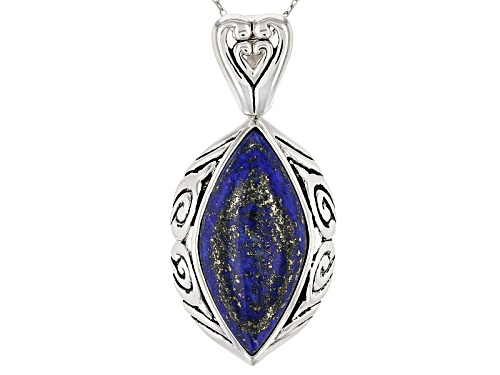 27x13mm Marquise Cabochon Lapis Lazuli Sterling Silver Solitaire Enhancer With Chain