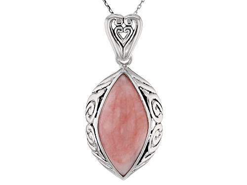 Photo of 27x13mm Marquise Cabochon Peruvian Pink Opal Sterling Silver Solitaire Enhancer With Chain