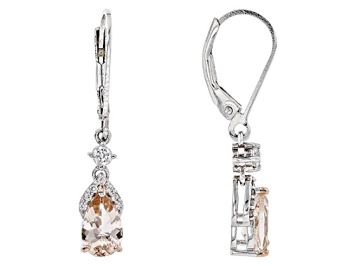 1.19ctw Pear Shape Peach Morganite With .27ctw White Zircon Sterling Silver Earrings