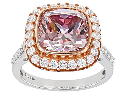 Bella Luce Luxe ™ Fancy Morganite Simulant And White Cubic Zirconia Rhodium Over Ring - Size 6