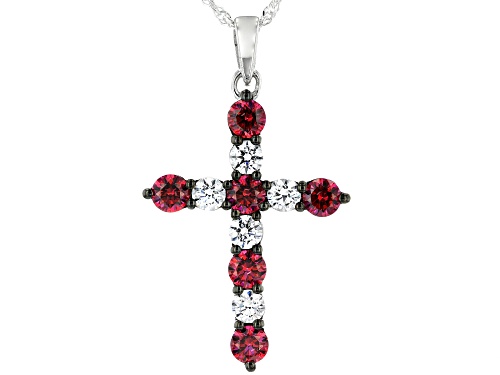 Bella Luce Luxe™ Red and White Cubic Zirconia Rhodium Over Silver Pendant With Chain