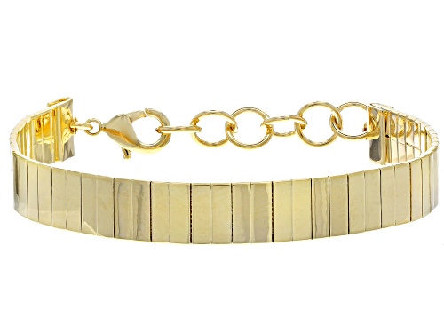 Moda Al Massimo® 0.20ct Onyx 18k Yellow Gold Over Bronze Omega 7 1/2 Inch + 1 inch Extender Bracelet - Size 7.5