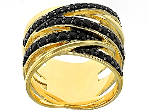 Moda Al Massimo® .70ctw Black Spinel 18k Yellow Gold Over Bronze Interwoven Band Ring - Size 8