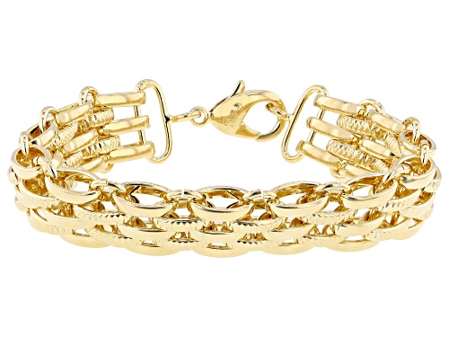 18k Yellow Gold Over Bronze Fancy Textured Bracelet - Size 8