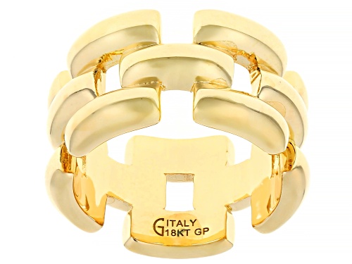 18k Yellow Gold Over Bronze Panther Link Ring - Size 6