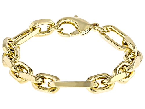 Moda Al Massimo® 18k Yellow Gold Over Bronze 9.2mm Mixed Link Bracelet. Made in Italy. - Size 8