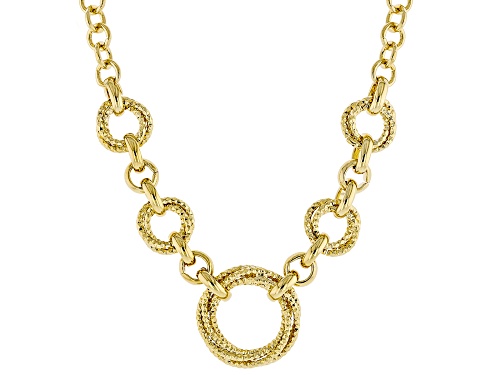 Moda Al Massimo® 18k Yellow Gold Over Bronze Diamond Cut Circles Station 18" Necklace. - Size 18