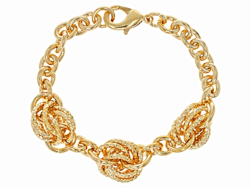 Moda Al Massimo® 18k Yellow Gold Over Bronze Diamond Cut Intertwined Circle Bracelet. Made in Italy. - Size 8
