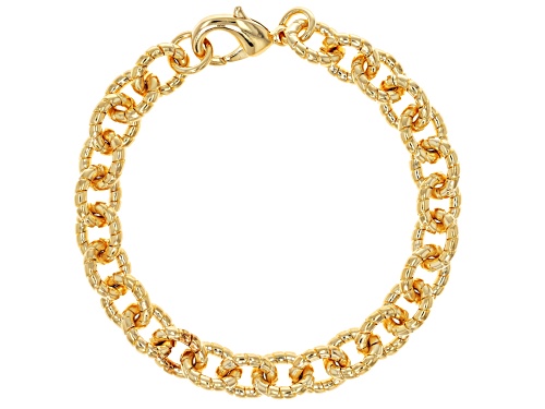 Moda Al Massimo® 18k Yellow Gold Over Bronze Textured Rolo Bracelet. Made in Italy. - Size 8