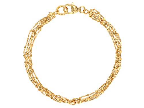 Moda Al Massimo® 18k Yellow Gold Over Bronze 0.45mm Bead Station Bracelet. Made in Italy. - Size 8