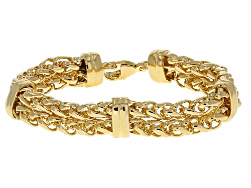 Moda Al Massimo® 18k Yellow Gold Over Bronze Multi-Row Spiga Station Bracelet - Size 7.5
