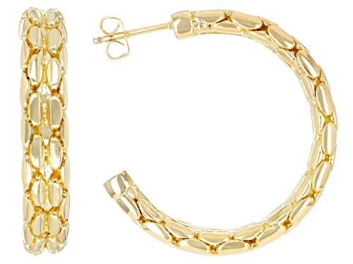 18k Yellow Gold Over Bronze Cardano Hoop Earrings