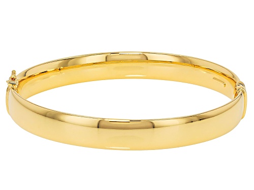 18k Yellow Gold Over Bronze Oval Bangle Bracelet - Size 8