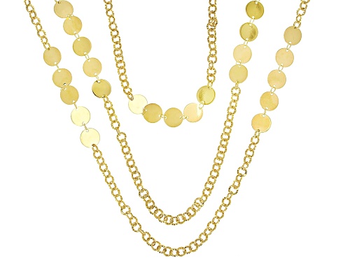 18k Yellow Gold Over Bronze Disc 28" Necklace - Size 28