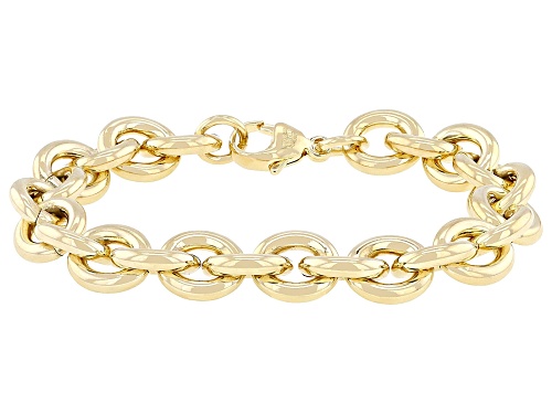 Moda Al Massimo® 18k Yellow Gold Over Bronze 11.5mm Rolo Link Bracelet - Size 7.5