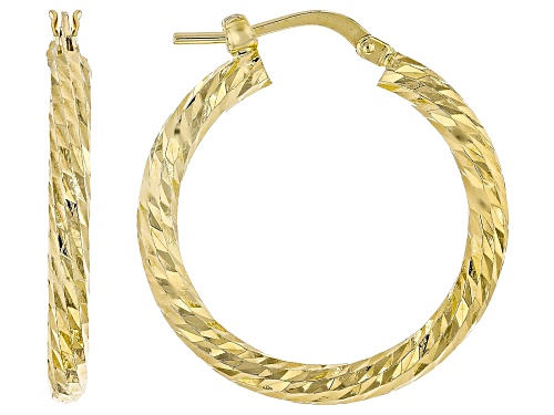 Moda Al Massimo® 18k Yellow Gold Over Bronze Diamond Cut Hoop Earrings
