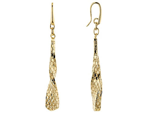 Moda Al Massimo® 18K Yellow Gold Over Bronze Diamond Cut Dangle Twist Earrings
