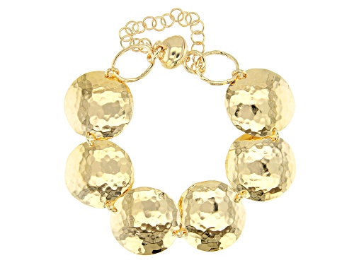 Photo of Moda Al Massimo™ 18K Yellow Gold Over Bronze Hammered Disc Link Bracelet - Size 8