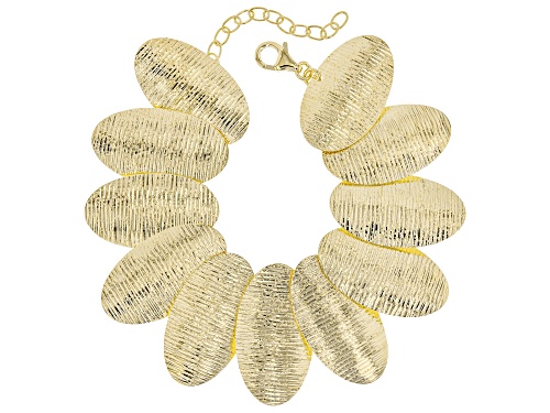 Moda Al Massimo™ 18K Yellow Gold Over Bronze Oval Flat Textured Bracelet 7.50