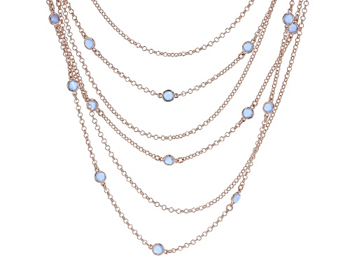 Photo of MODA AL MASSIMO™ 18K Rose Gold Over Bronze Strand Layered Necklace Lavender Crystals 22". - Size 22