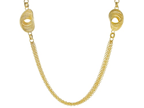 Photo of Moda Al Massimo™ 18K Yellow Gold Over Bronze Multi-Strand Chain with Diamond Cut Knot Stations 38" - Size 38