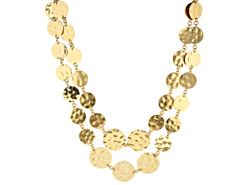 Moda Al Massimo ® 18k Yellow Gold Over Bronze Multi-Row Hammered 23" with 2" Extender Necklace - Size 23