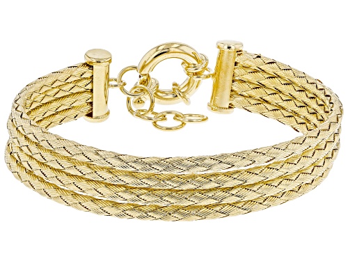 Moda Al Massimo ® 18k Yellow Gold Over Bronze Multi Row 12.16MM Woven Chain Bracelet - Size 8