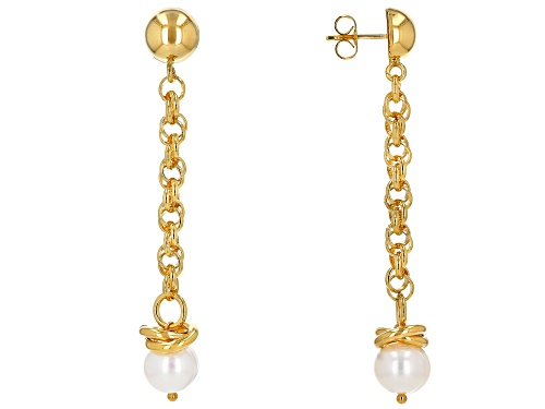 Moda Al Massimo™ 18K Yellow Gold Over Bronze Pearl Simulant Earrings